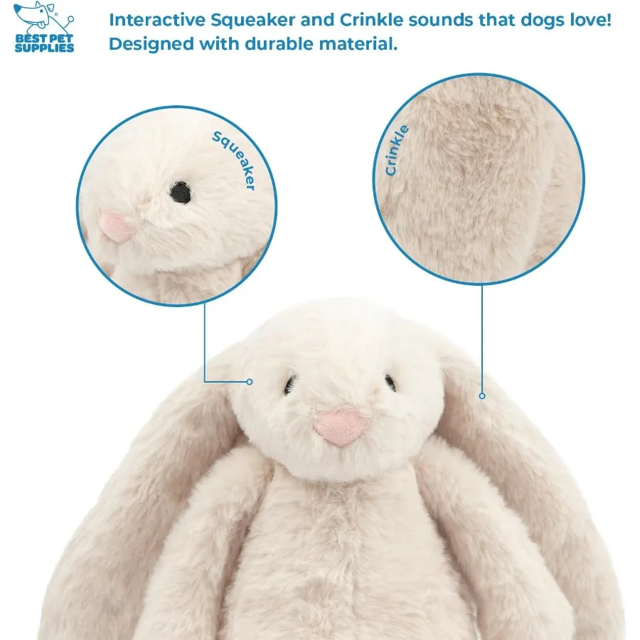 Giocattolo interattivo per cani Bunny Buddy con caratteristiche increspate e cigolanti per cuccioli o cani di razza piccola e media Simpatico peluche Interac