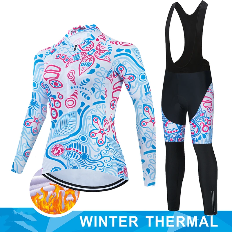 Thermal Fleece Cycling Jersey Women's Bicycle Clothing Winter Jumper Retro Mtb Man Bib Triathlon Men Clothes Road Bikes Suit Set