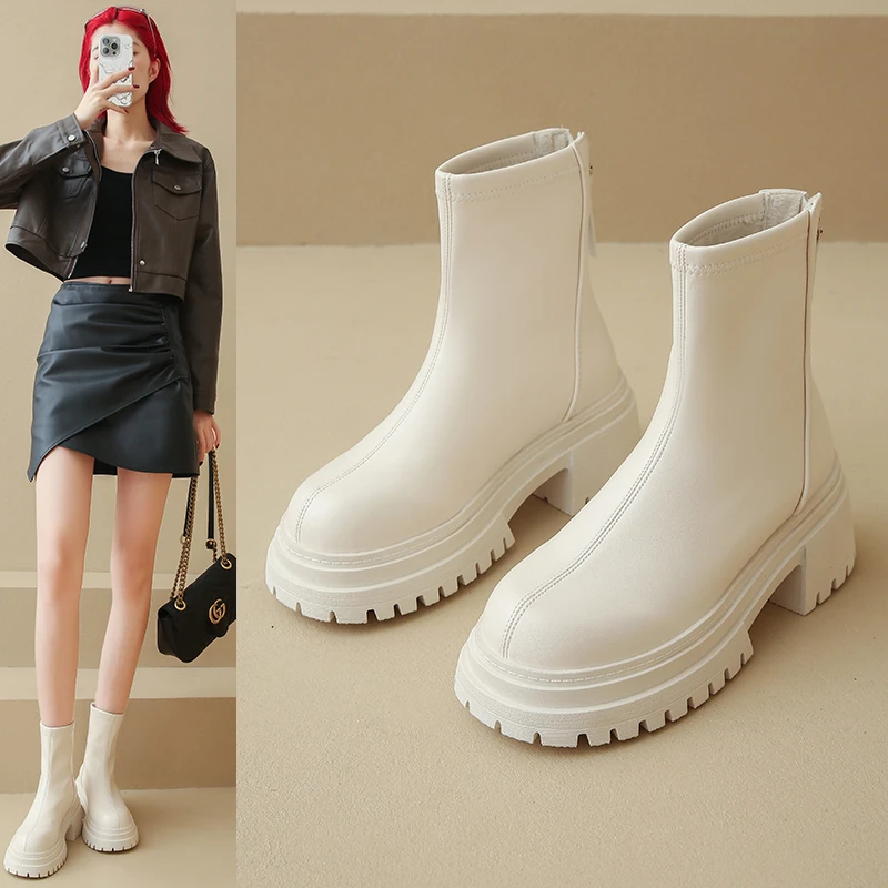 

Осень/зима 2022, новые женские ботинки в корейском стиле, универсальные короткие ботинки в британском стиле на изолированной платформе с круглым носком