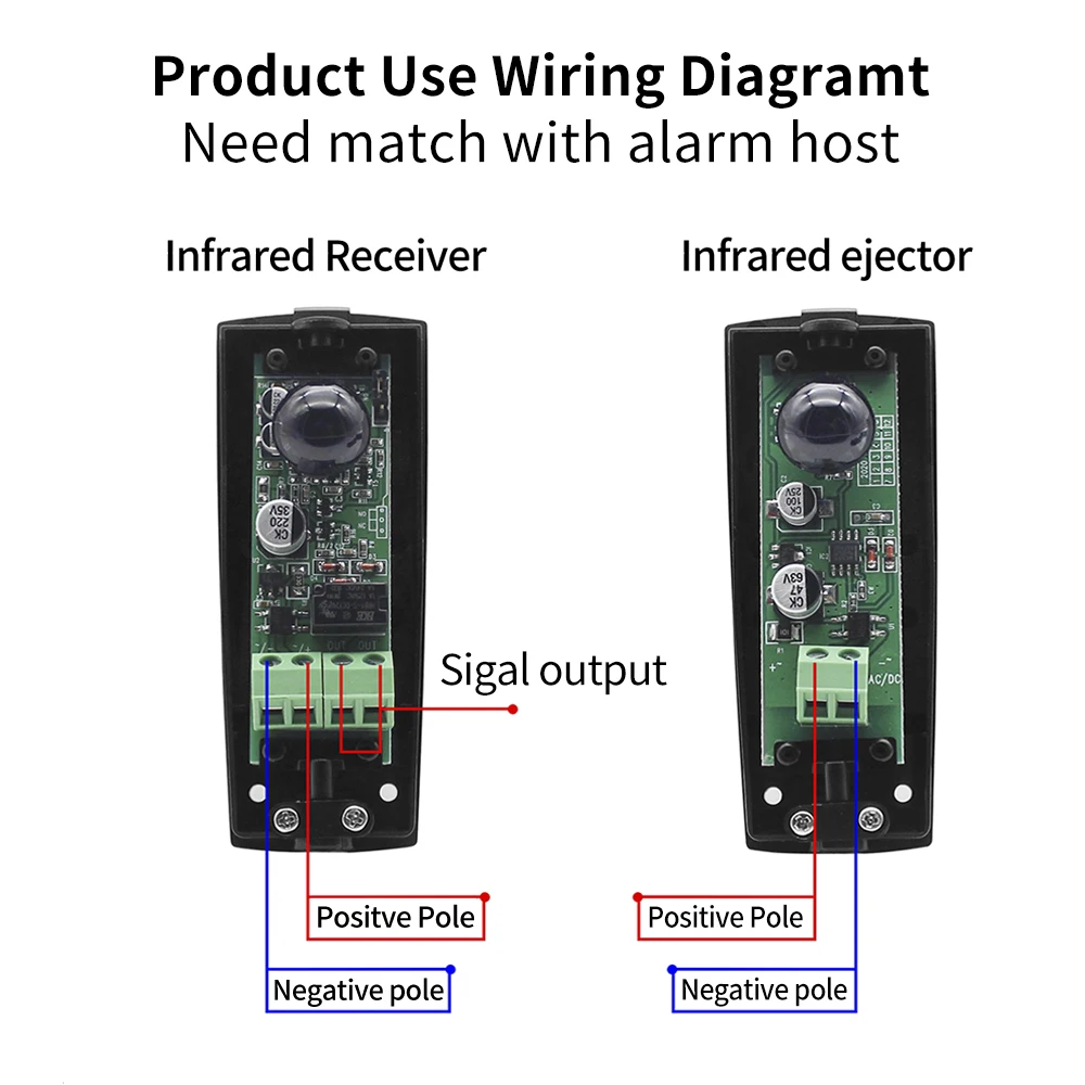 شعاع واحد إنذار بالأشعة تحت الحمراء يعمل بالبطارية كاشف إشارة البوابة التلقائي مستشعر لص الباب ABO #4