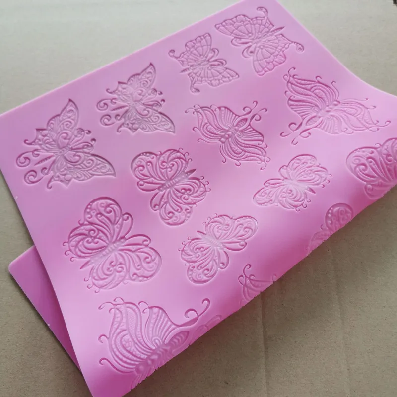 Hollow Butterfly Lace Mold Cake Border Decoration Tools Fondant Cake 3D Mold Food Grade Silicone Mat Mould M474