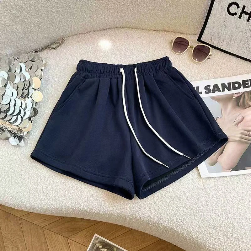 Cotton Drawstring Wide Leg Shorts for Women High Waist Loose Casual Jogging Shorts Y2K Summer Streetwear All Match Baggy Shorts
