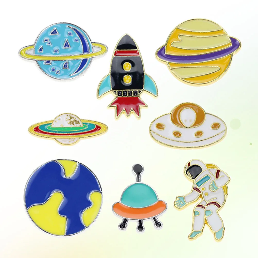 

8Pcs Space Astronaut Brooch Set Cute Cartoon Animal Design Lightweight Alloy Pin for Kids Girls Clothing Accessory Gift