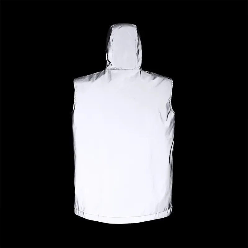 Night Safety Vest Double Fabric Windbreaker Hooded Jacket Men Waterproof Zipper Safety Jackets