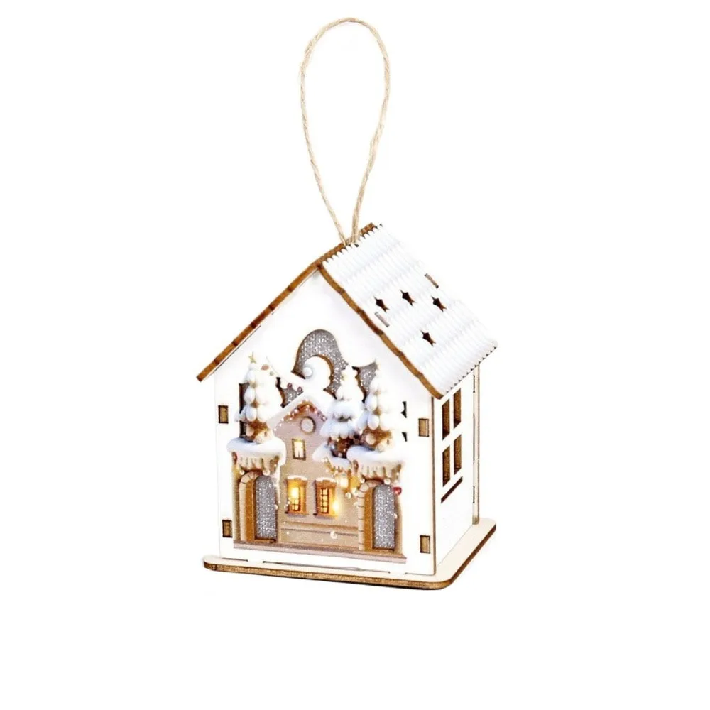 

Colorful Christmas LED Light Wooden House Mini Cute Luminous Cabin Decorative Christmas Hanging Decorations Holiday Decoration
