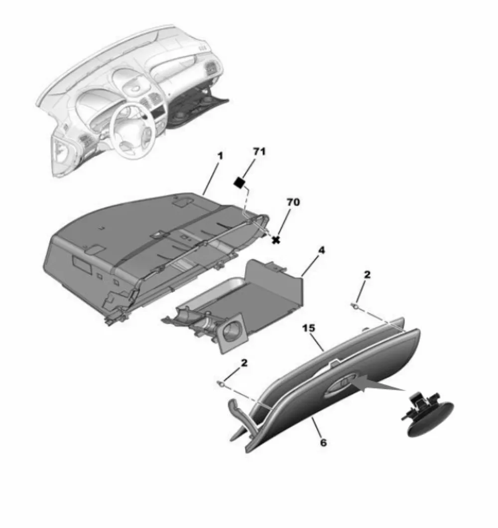 Glove Box Handle 8218P3 8218PX for Peugeot 206 206CC 207 for Citroen C2