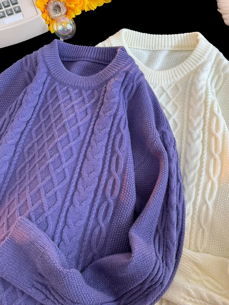 

Мужской вязаный свитер в японском ретро-стиле, осенне-зимний, с круглым вырезом, мягкий, удобный, свободного кроя, с длинными рукавами, базовый слой