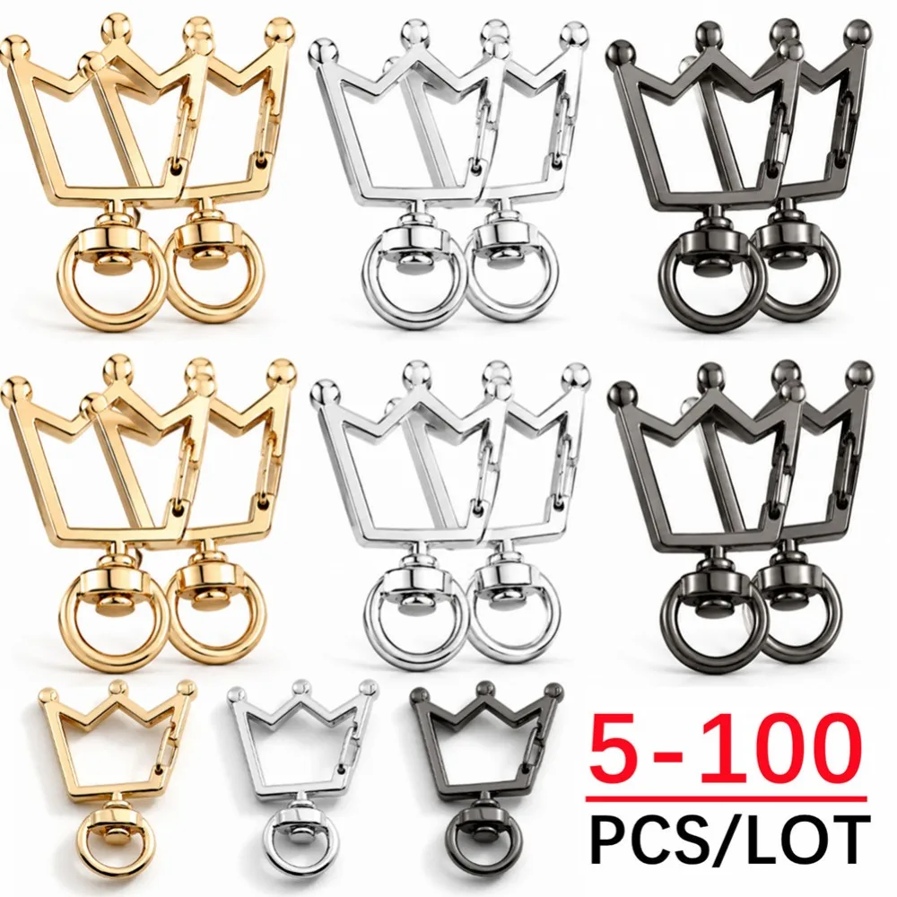 5/10/20/30/50/100Pcs Crown Lobster Clasp for DIY Jewelry Carabiner Keychain Bag Hook Making Supplies Accessories Materials