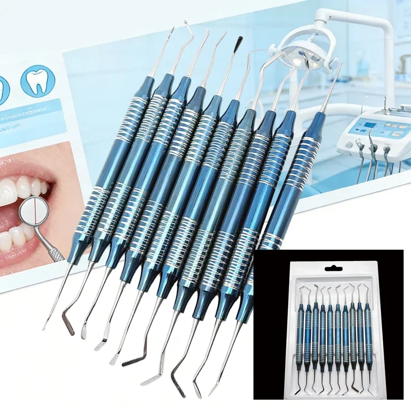 10Pcs/set Dental Restoration Spatula Composite Resin Filling Tool Aesthetic Kit Stainless Double-End