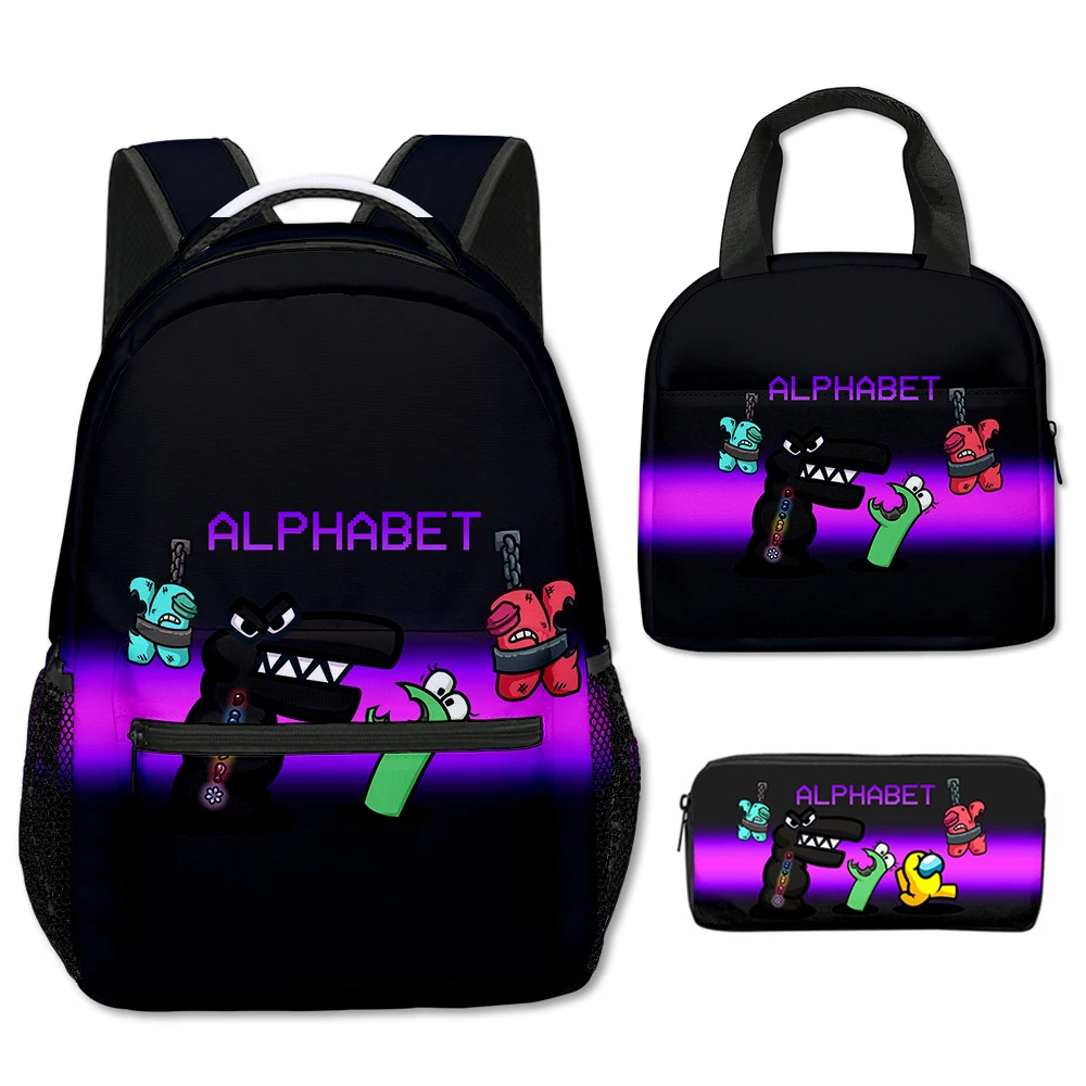 Classic Popular Funny Alphabet Lore 3D Print 3pcs/Set School Bags Travel Notebook Backpack portable Lunch bag Pencil Case
