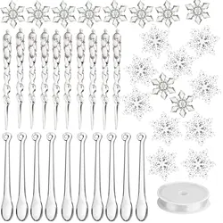 40pcs Christmas Tree Pendant Ornaments Acrylic Crystal Snowflake Icicles Decoration Kit for Xmas Winter New Year Party Decor