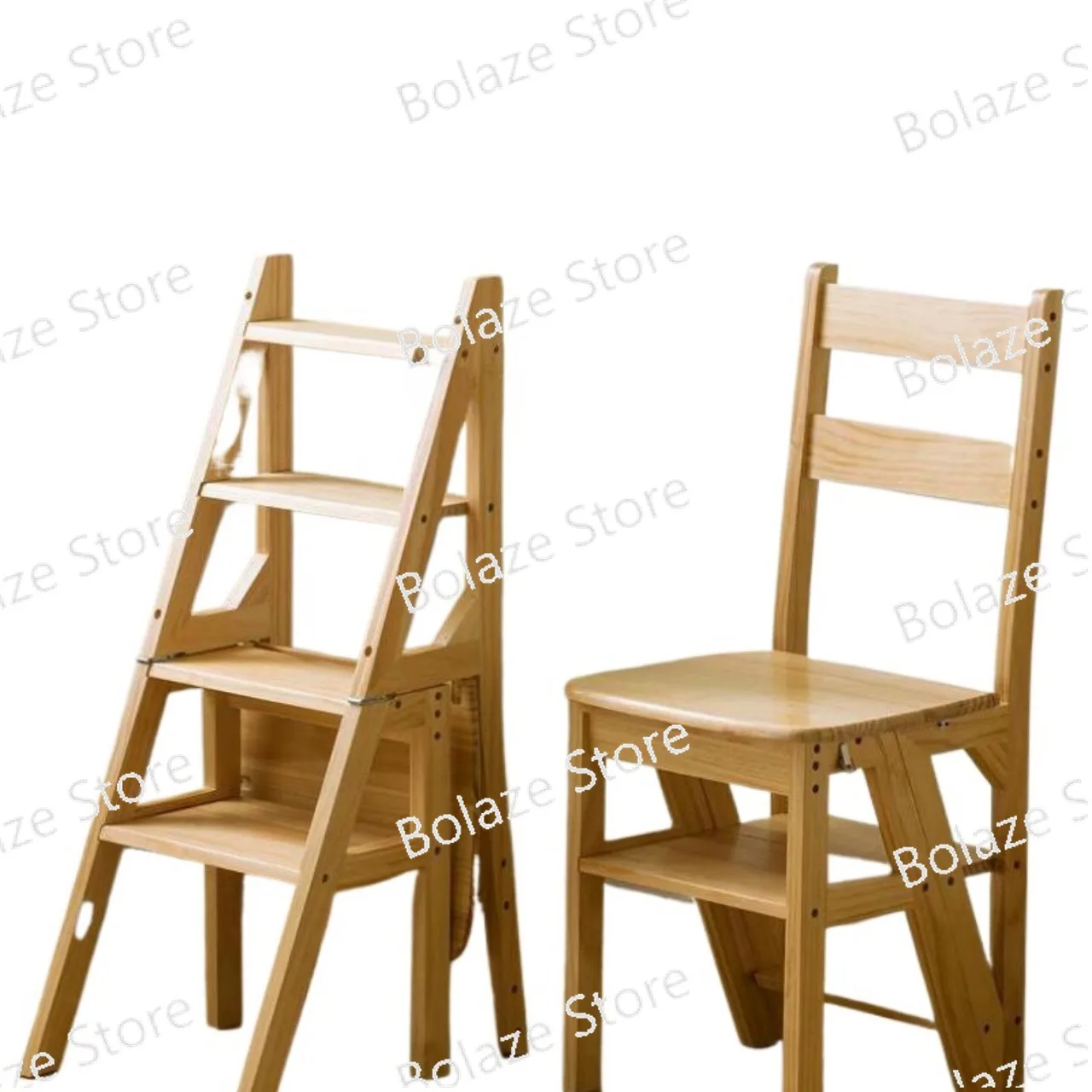 Indoor wooden folding thickened stair chair portable climbing ladder Solid wood multi-functional ladder stool household