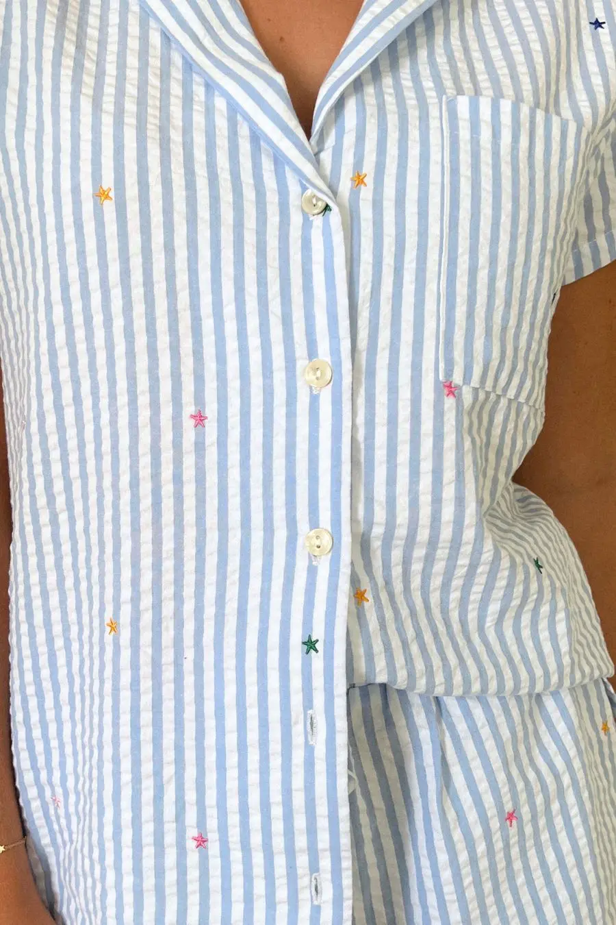 Casual Home 2 Piece Set Loose Lapel Short Sleeve Single Button Shirt Lace Up Shorts Suit Summer New Striped Print Set Women