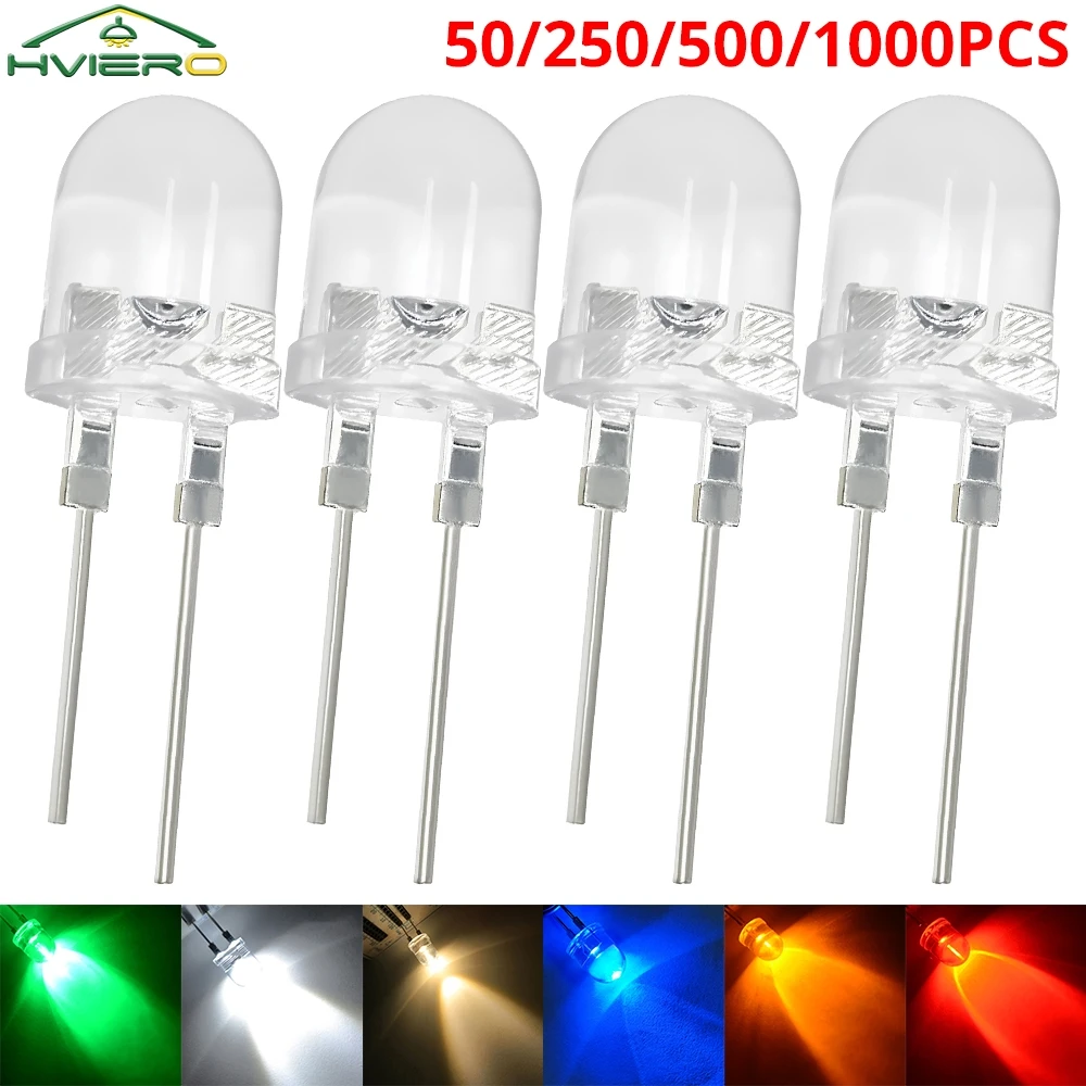 50/250/500/1000Pcs 0.5W 10mm LED Lamp Bead Light-emitting Diodes Bulb 2.0~3.6V Red Green Blue Yellow Diode Led Round Power Light