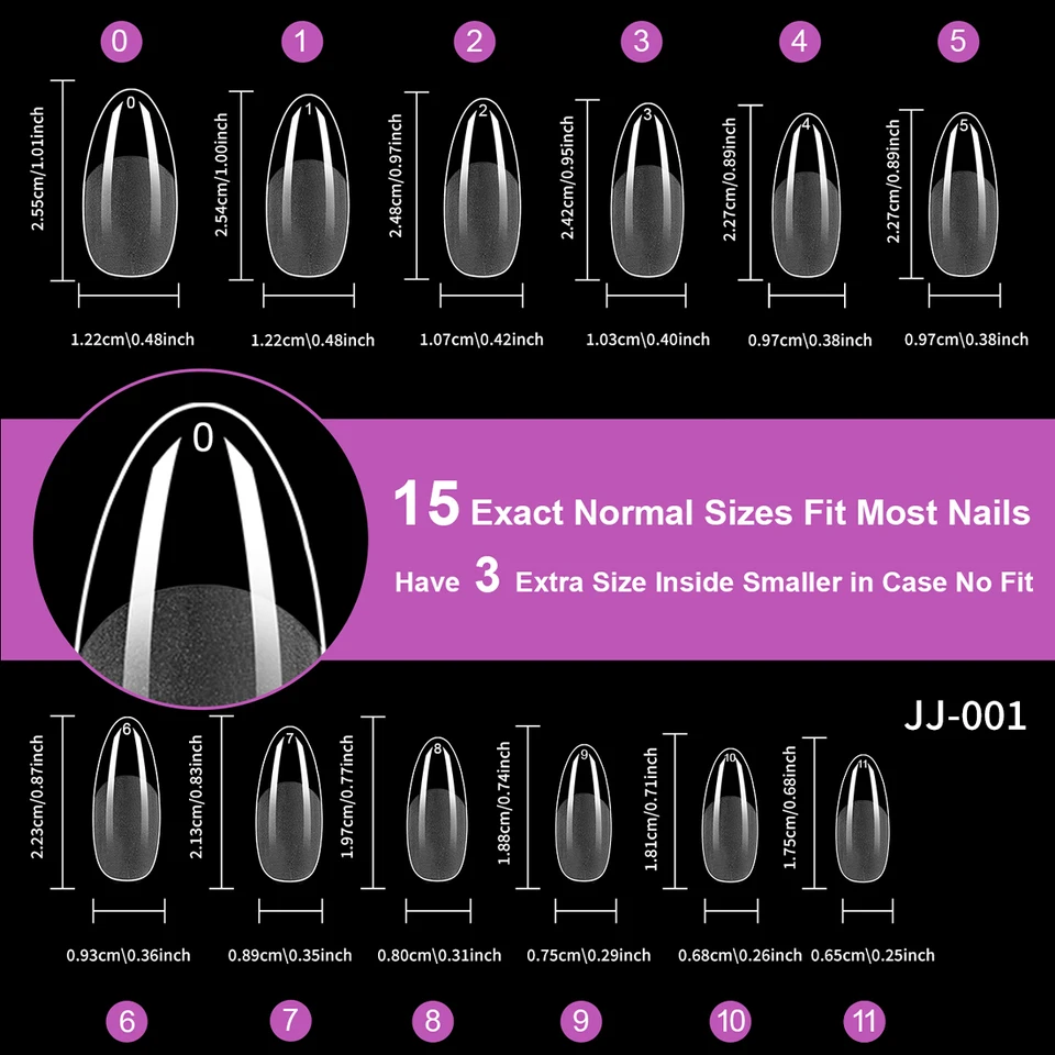 550 piezas de puntas de uñas suaves de gel, cubierta completa, puntas postizas para extensiones acrílicas, almendra corta, transparentes, uñas artificiales 3
