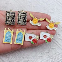 10PCS New Alloy Dripping Charm Charm Pendant Cartoon School of Magic Pendant DIY Keychain Earrings Jewelry Accessories