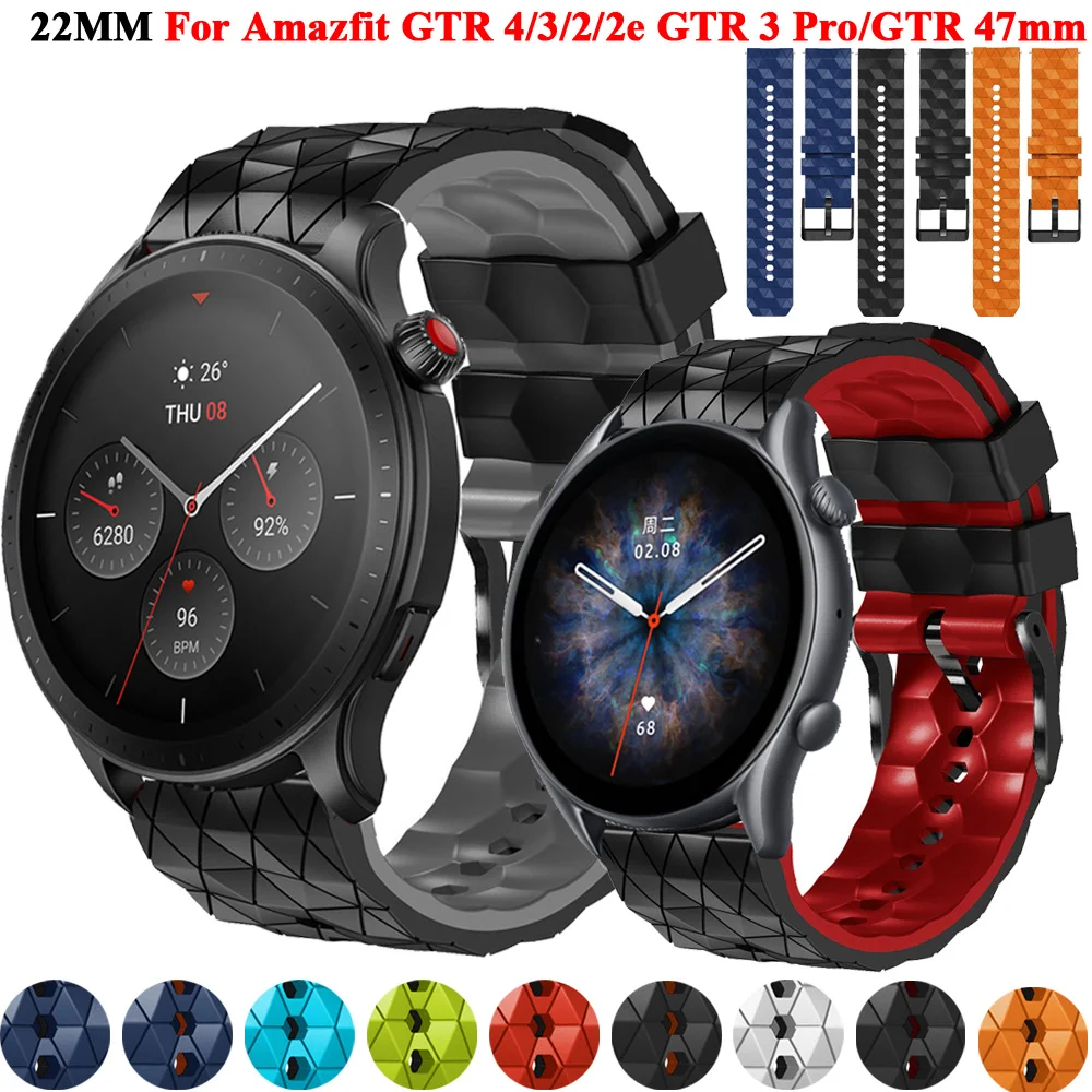 22mm Silicone Watch Strap For Amazfit GTR 4/GTR 3/GTR3 Pro/2e/47mm Wristband Amazfit Stratos2 3/GTR2e/GTR4 Smartwatch Watchbands
