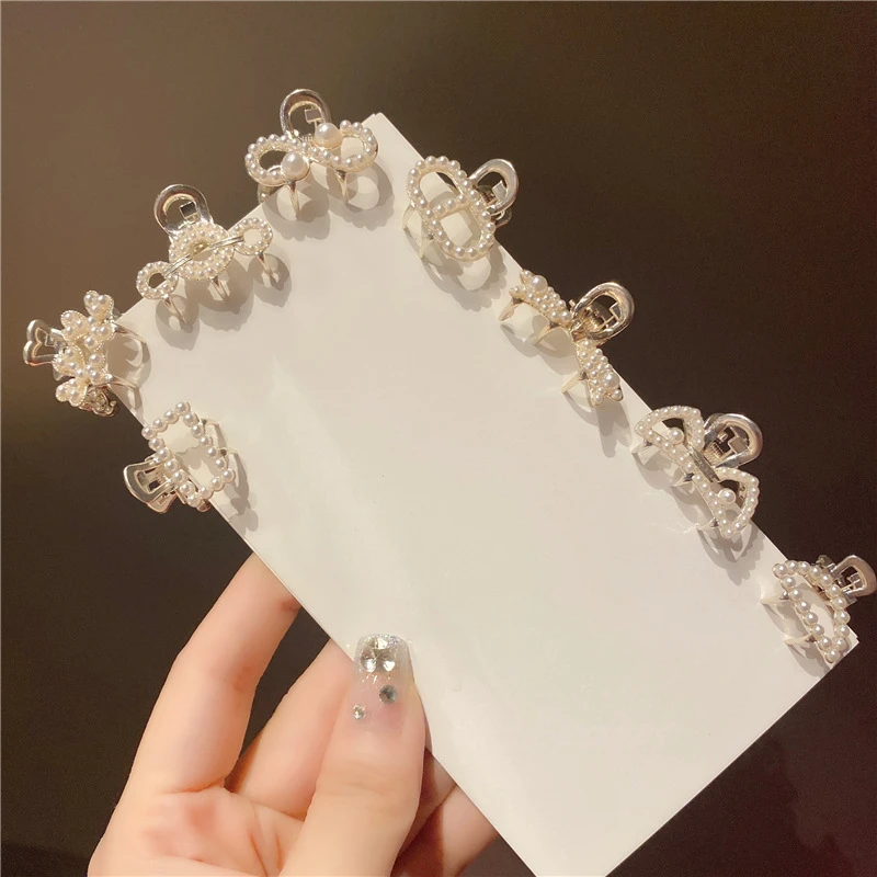 3pcsSimple Metal Hair Clip Small Pearl Bangs Grab Clip Female Ponytail Hair Clip Women Clip Headgear Shark Clip Hair Accessories