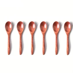 1/2/6PCS Wooden Tea Spoon Long Coffee Spoons Small Teaspoon Set Wood Honey Dessert Spoon Coffee Drink Stirrer Teaspoon Tableware