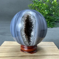 Natural Agate Ball Crystal Cluster Hole Opening Smiling Face Ball Aura Energy Wealth Divination Therapy Home Decoration Gift