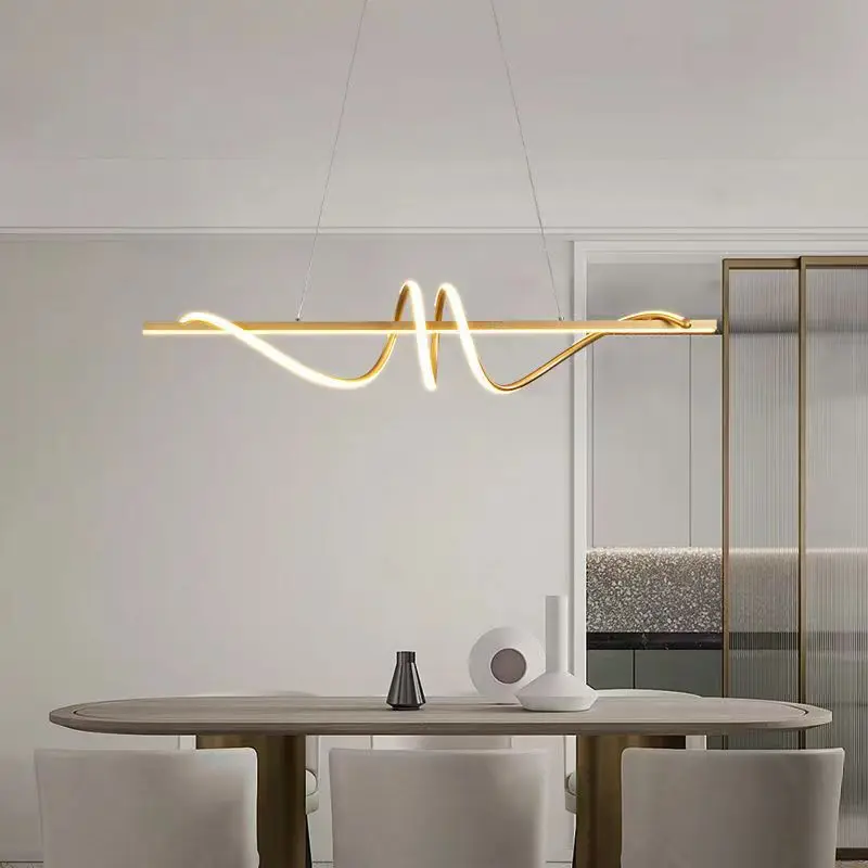 Modern Led Pendant Lights Chandelier Gold Wave Lampadario Lamp ECG Dinning Room Bedroom LivingRoom Kitchen Hanging Pendant Lamp