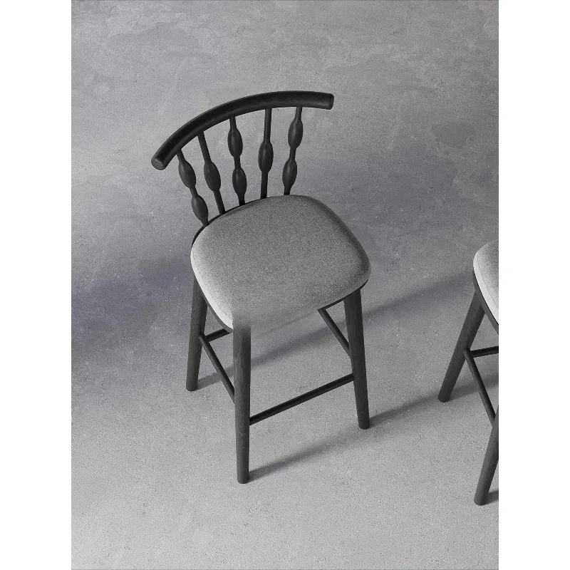 Retro solid chair imported ash wood medieval dener high bar backrt