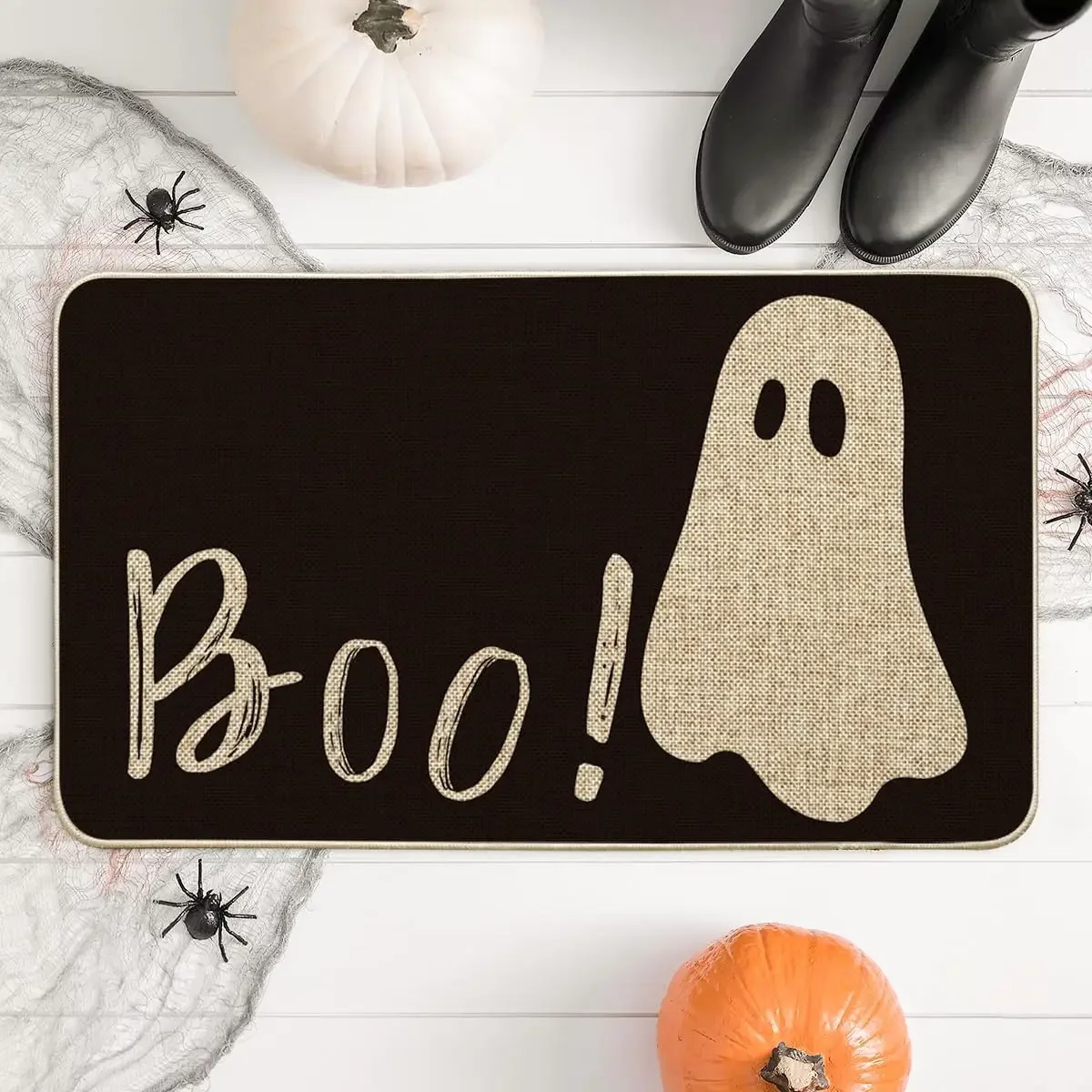 Halloween Ghost Boo Door Mat Seasonal Fall Holiday Carpets Decor Bathroom Toilet Floor Mat Balcony Hallway Entrance Non-slip Rug