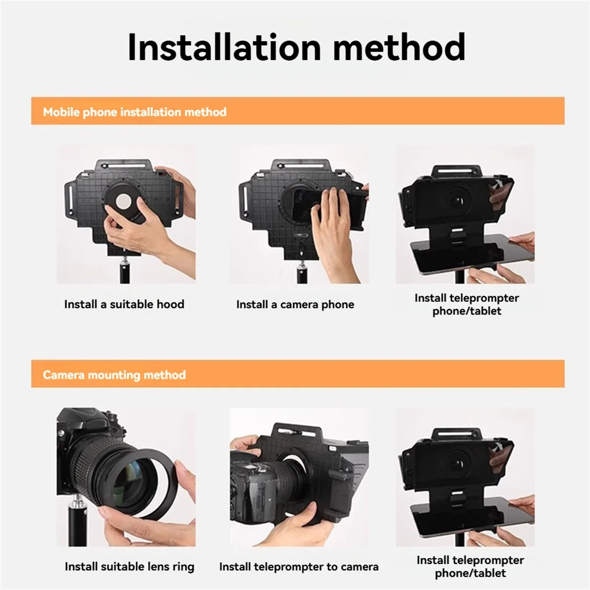 

A53TT F8 Universal Teleprompter for Tablets Laptops Smartphones Cameras for Live Streaming and Recording with Large Screen