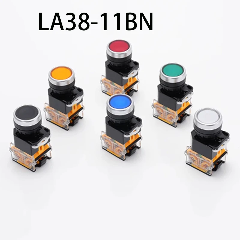 5PCS LA38 LA38-11 ON-OFF Momentary/Latching Push Button Switch 22mm 4 Screws flat head button switch LA38-11BN LA38-11BNZS