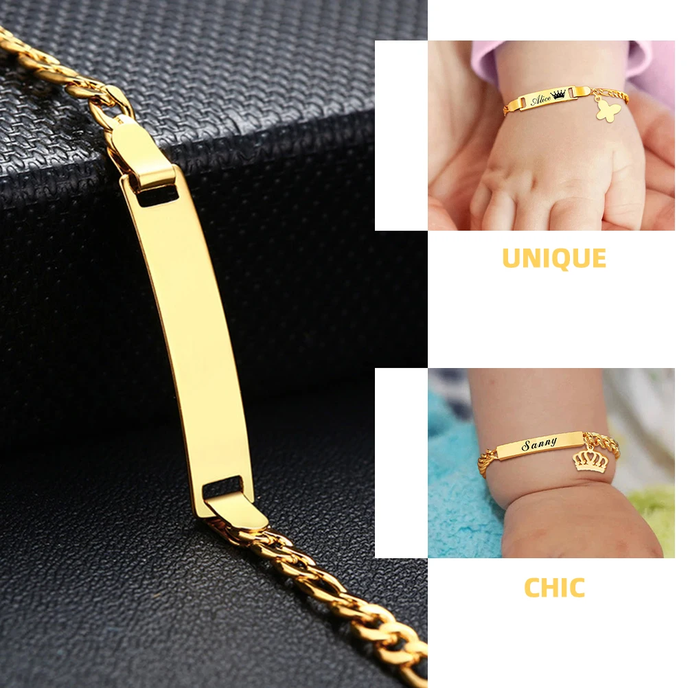 

1Pcs High-Quality Adjustable Bracelet Blank Tag Bracelet For Kids Girls Stainless Steel