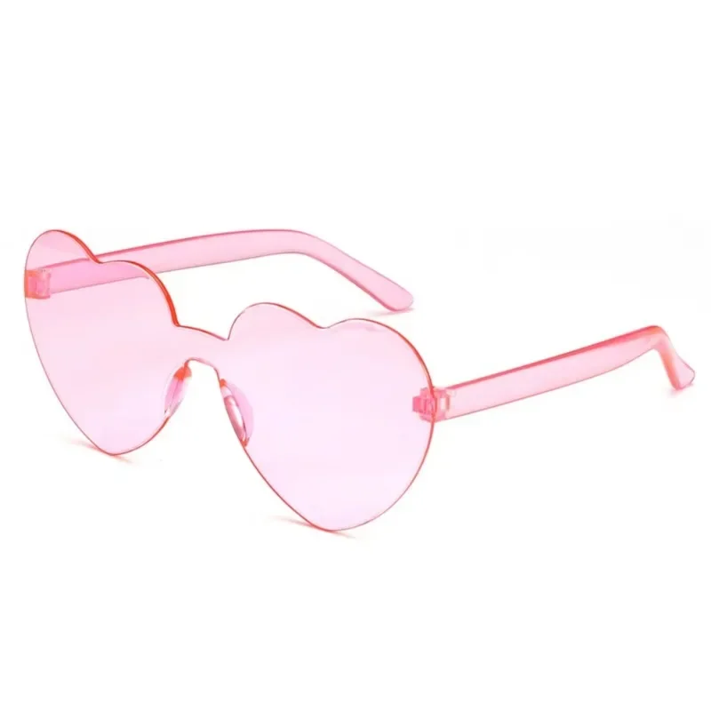 Cute Heart-shaped Sunglasses Women Rimless Frame Colorful Sun Glasses Female Red Pink Shades Travel Party Accessories