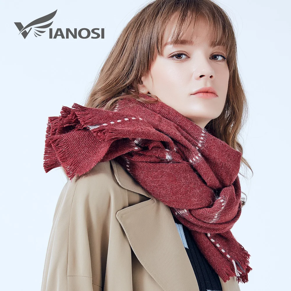 VIANOSI New Women\'s Scarf Winter Thick Warm Long Plaid Shawl and Wrap Fashion Brand Scarves Female Foulard Thick Blanket