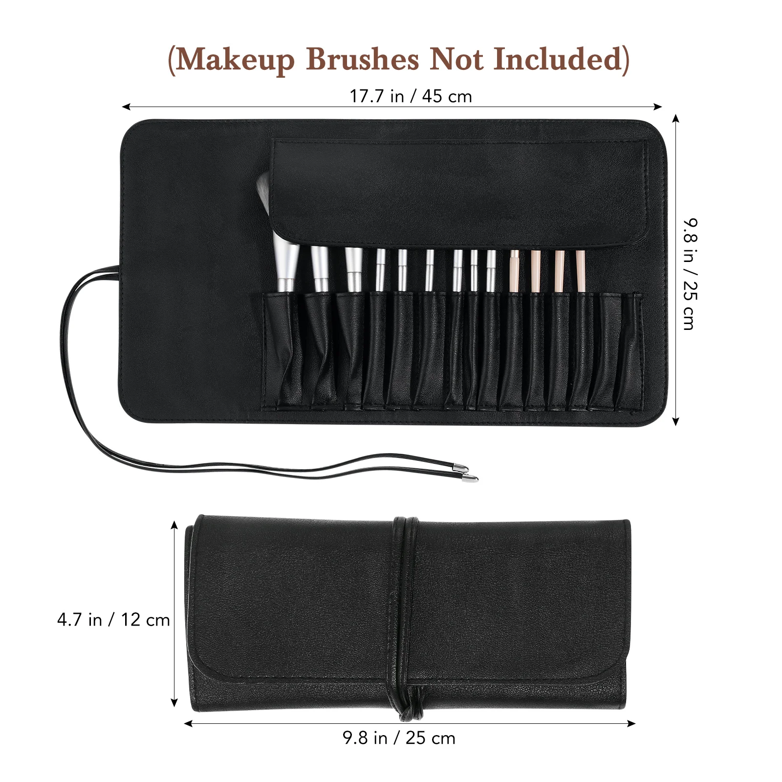 15Pcs Brush Bag PU Portable Lightweight Makeup Storage Case Travel Makeup Organizer Pouch Bag