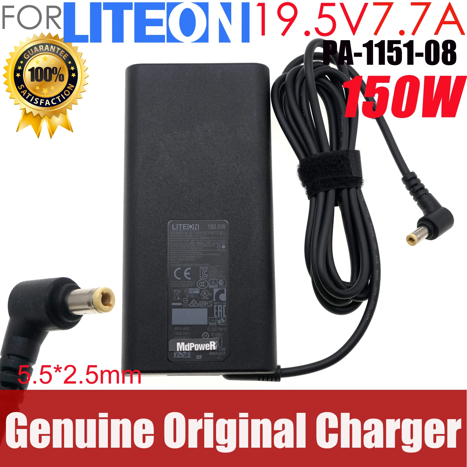 

Original LITEON 19.5V 7.7A 150W PA-1151-08 AC Adapter Charger For MSI GL62M 7RDX MS-16J9 Laptop Power Supply Genuine OEM