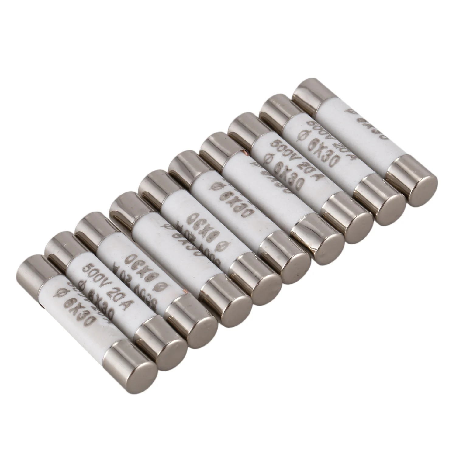 10 Pieces 6mmx30mm 20A Faset-Blow Ceramic Fuse Link 500V