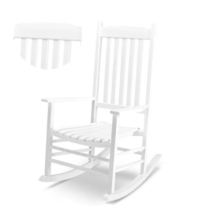 

Outdoor Rocking Chair, Solid Wood High Back Rocker, All Weather Lounge Chair for Porch Patio Fire Pit Garden Backyard Deck Indo