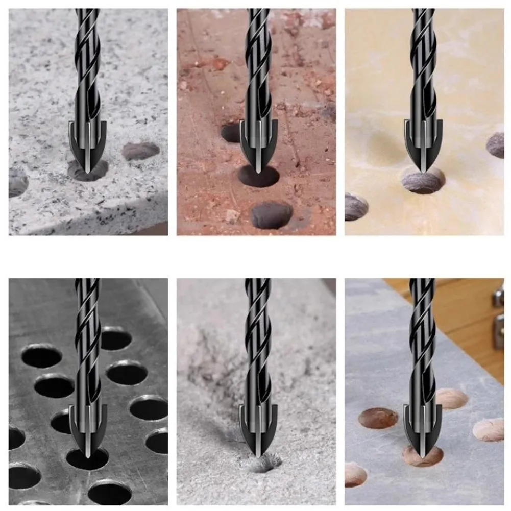 7-個の六角シャンククロスヘッドタイルドリルビット石積みコンクリートドリルビットガラスレンガタイル木材プラスチック用-3-4-5-6-8-10-12-ミリメートル