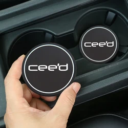 2Pcs Car Coasters Water Cup Slots Non-Slip Mat Waterproof Water Cup Mat Drink Pad For Kia CEED Car Interior Accessories