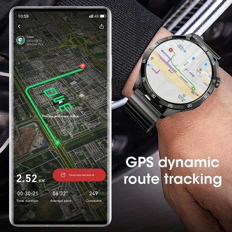 Jam Tangan Pintar Baru Pria 1.43 Inci Layar Sentuh Penuh Panggilan Bluetooth Denyut Jantung Tahan Air Jam Tangan Pintar Pria GPS Jam Tangan Pelacak Olahraga