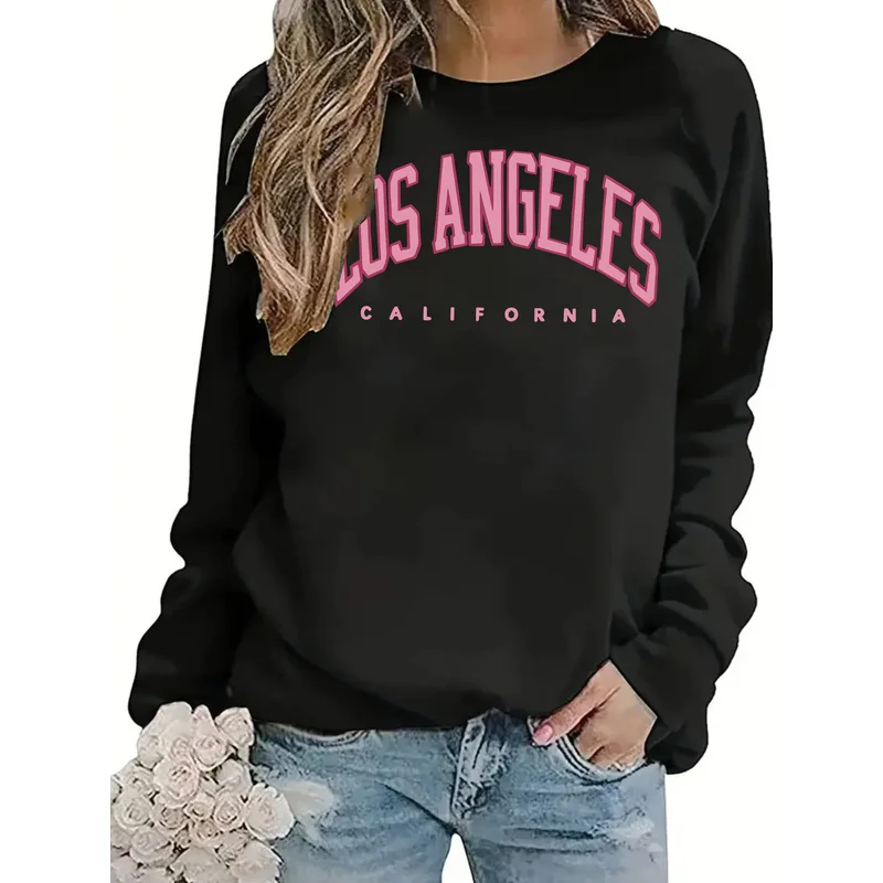 

Women's Long Version Sweatshirt Letter Printed Long Sleeve Round Neck Women's Tops Casual Loose Comfortable Female Clothing
