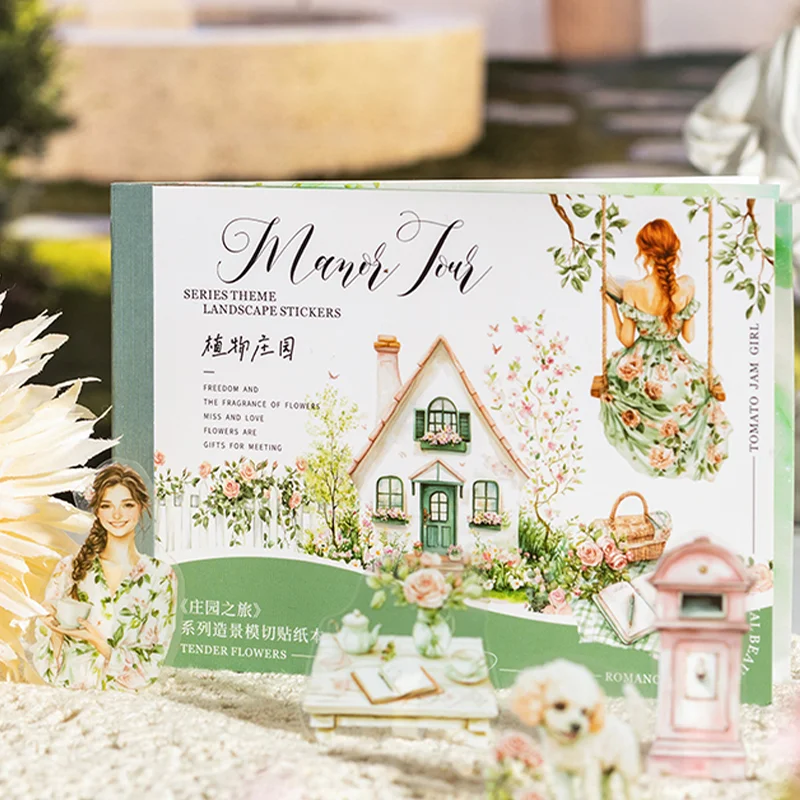 Mr Paper 18Pcs Kawaii Cute Stationery Stickers Manor Theme Scenic Sticker Book DIY Photo Frames Journal Handbook Picture Book