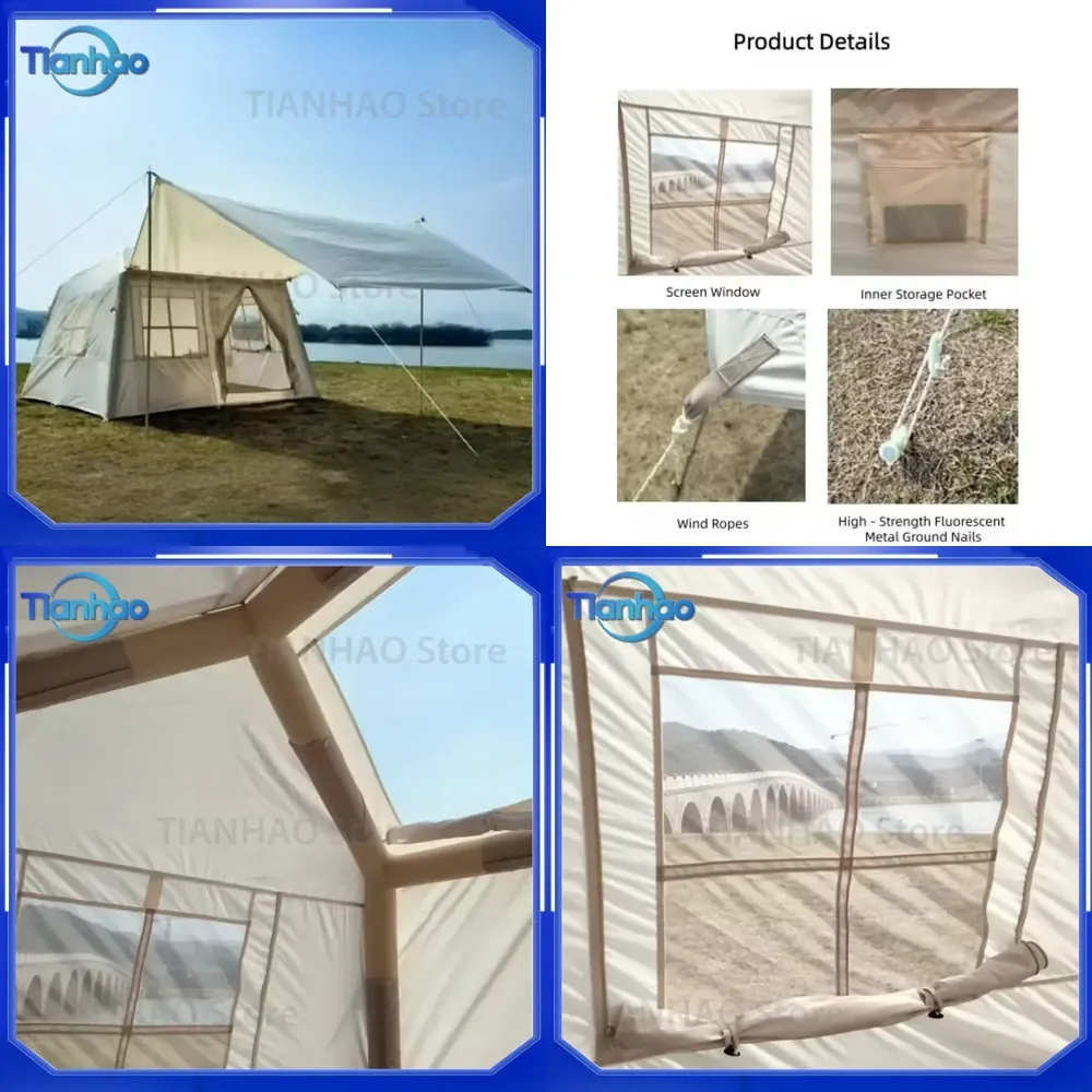 Inflatable Tent with Canopy for Parent Child Outdoor Mountain Camping for Oxford Fabric Portable Integrated Air Column Tent