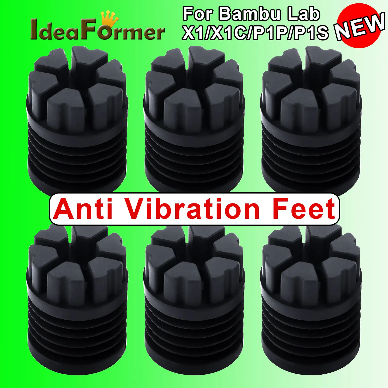 Pies antivibración de carbono para impresora 3D, almohadilla de goma antideslizante a prueba de polvo, compatible con bambolab P1S X1