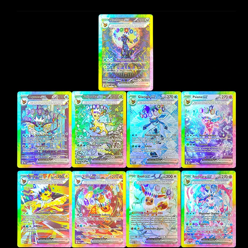 DIY TCG Scarlet & Violet Prismatic Evolutions Umbreon Sylveon Leafeon EEVEE EX German Game Collection Card Proxy Toy gift