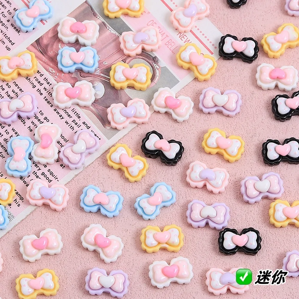 10Pcs Kawii resin butterfly bow Series Miniature Flat Back Cabochons For Hairpin Scrapbooking DIY Home Decor Craft Accessories