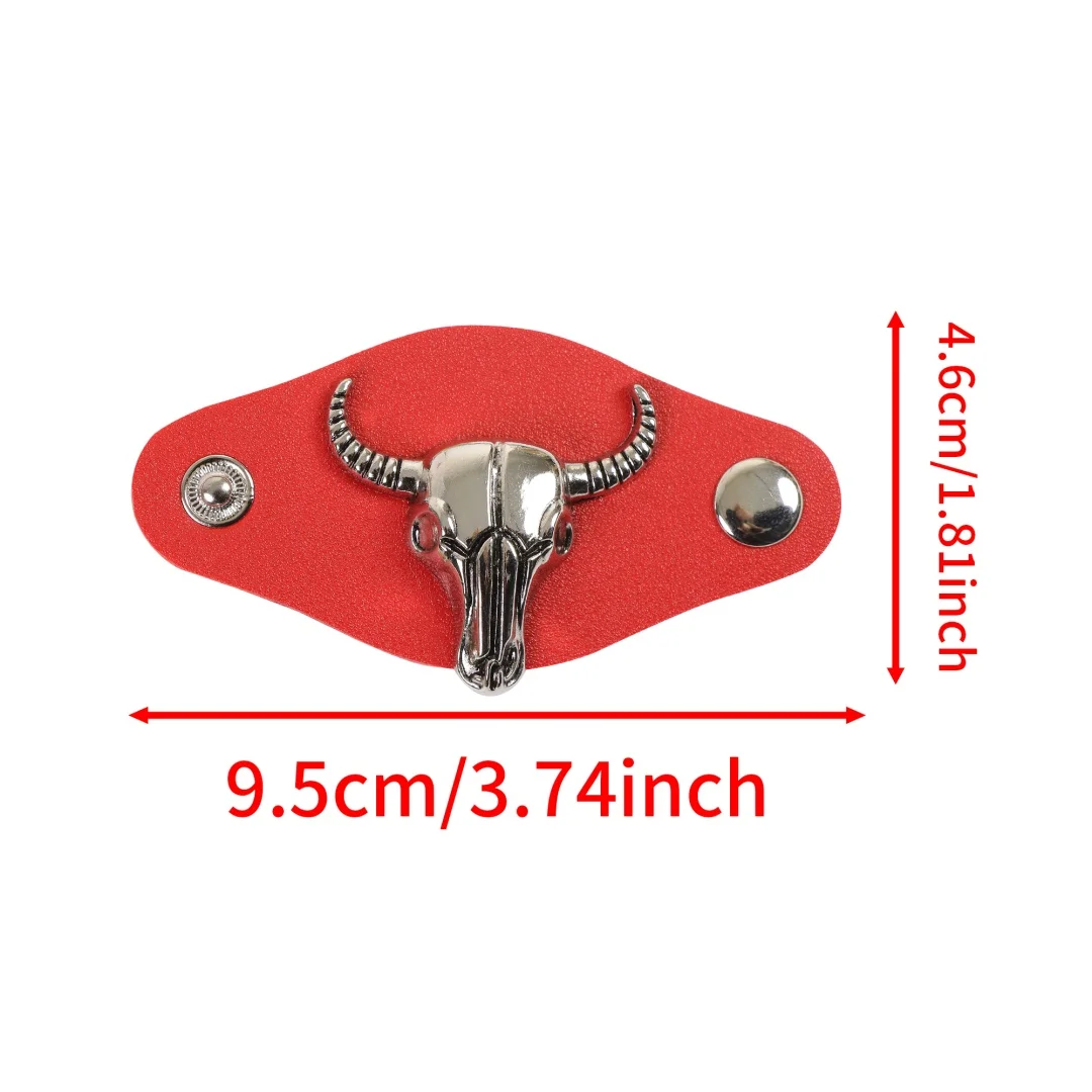 Western style cow head square scarf buckle retro metal denim square scarf clip unisex PU leather scarf buckle belt