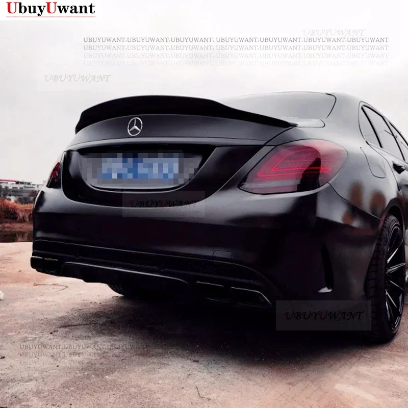 UBUYUWANT For Benz C Class W205 Spoiler  C63 C180 C200 C250 C260 2014--2020 Year Sedan Glossy Black Real Carbon Fiber Rear Wing