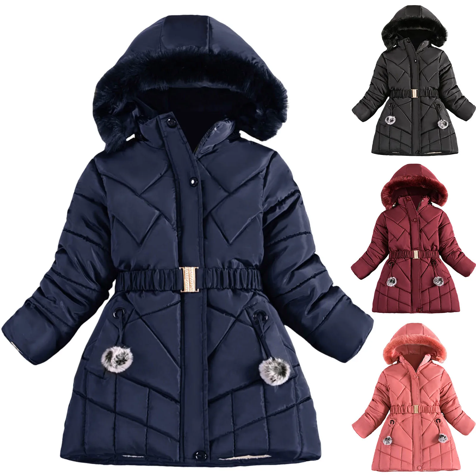 

C9 Coat Kids Toddler Baby Unisex Patchwork Spring Winter Cute Coat Fleece Hooded Padded Jacket Youth Girls Jackets for The Cold