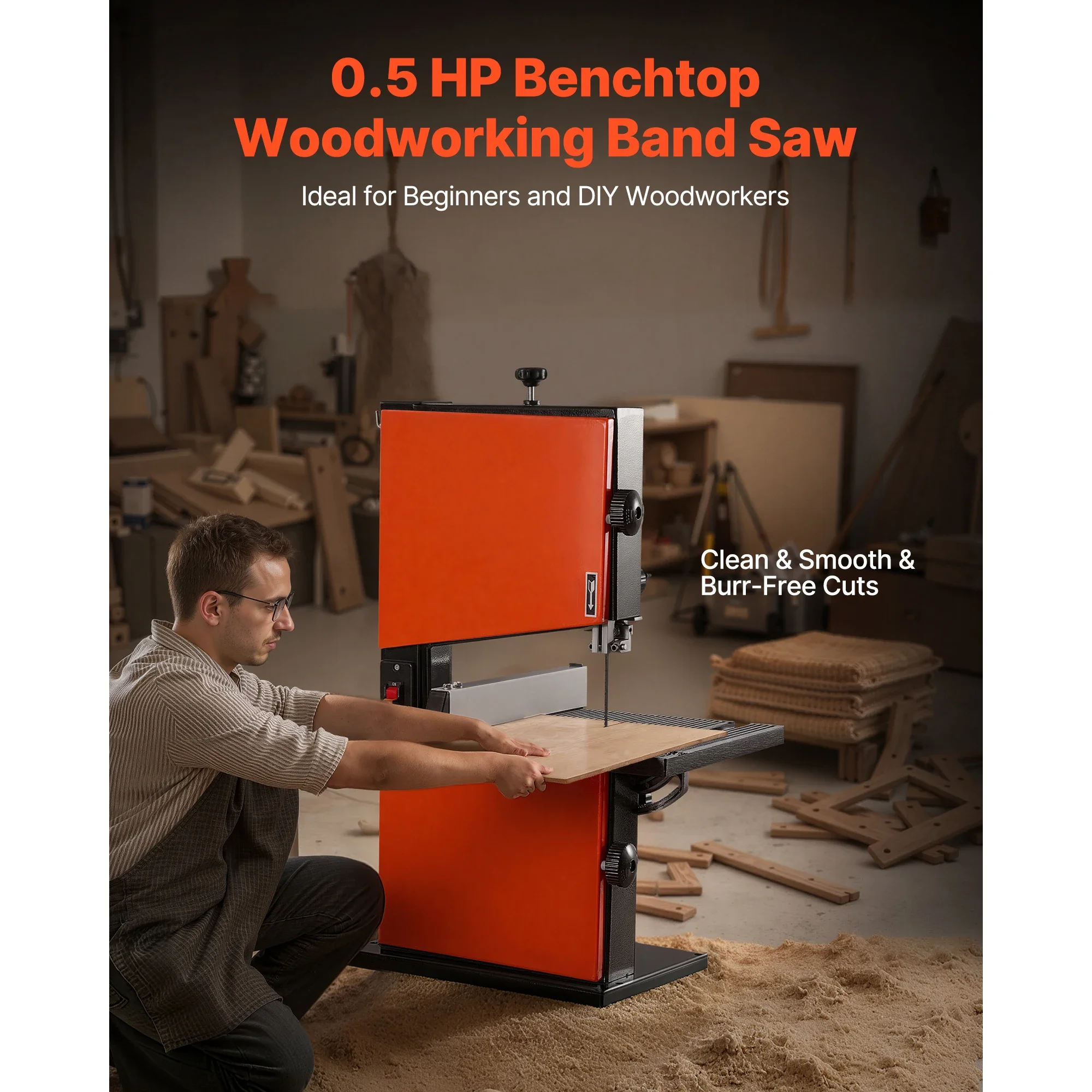 9-Inch/10-Inch Band Saw with 1/2 HP Motor 3.5-Inch/ 6-Inch Max Cutting Height with Miter Gauge Fence for Woodworking