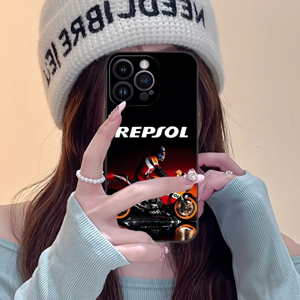 Fashion R-Repsol Mobile Cell Phone Case for iPhone 15 14 13 12 11 X XR XS 8 7 Pro Max Plus Mini Black Soft Phone Cover Funda